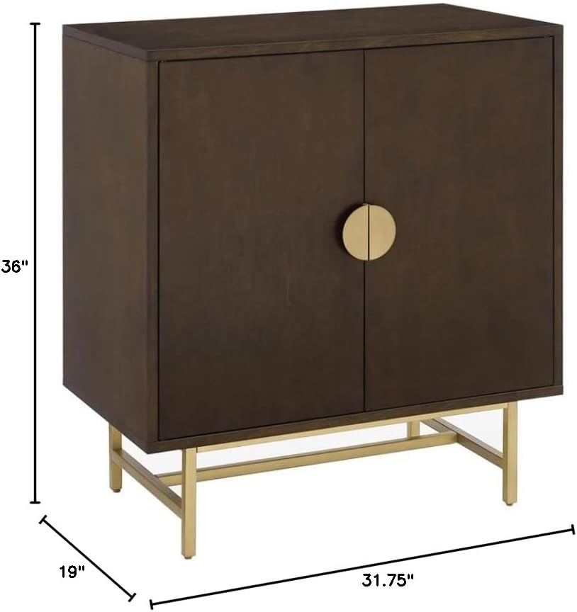 Crosley Furniture Blair Bar Cabinet with Storage Shelves and Wine Rack, Dark Brown/Gold