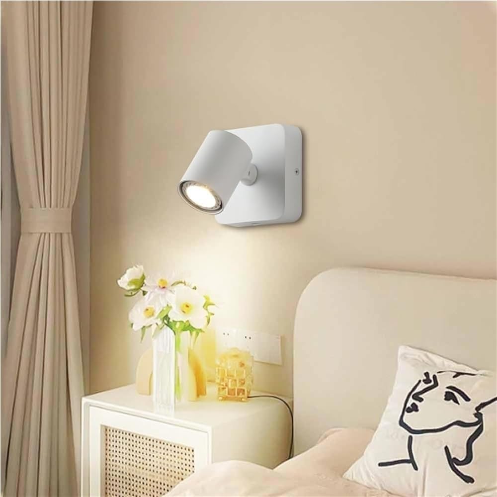 Adjustable GU10 Wall Sconce Bedside Reading Lamp Rotatable Indoor Spotlight for Bedroom Office Study