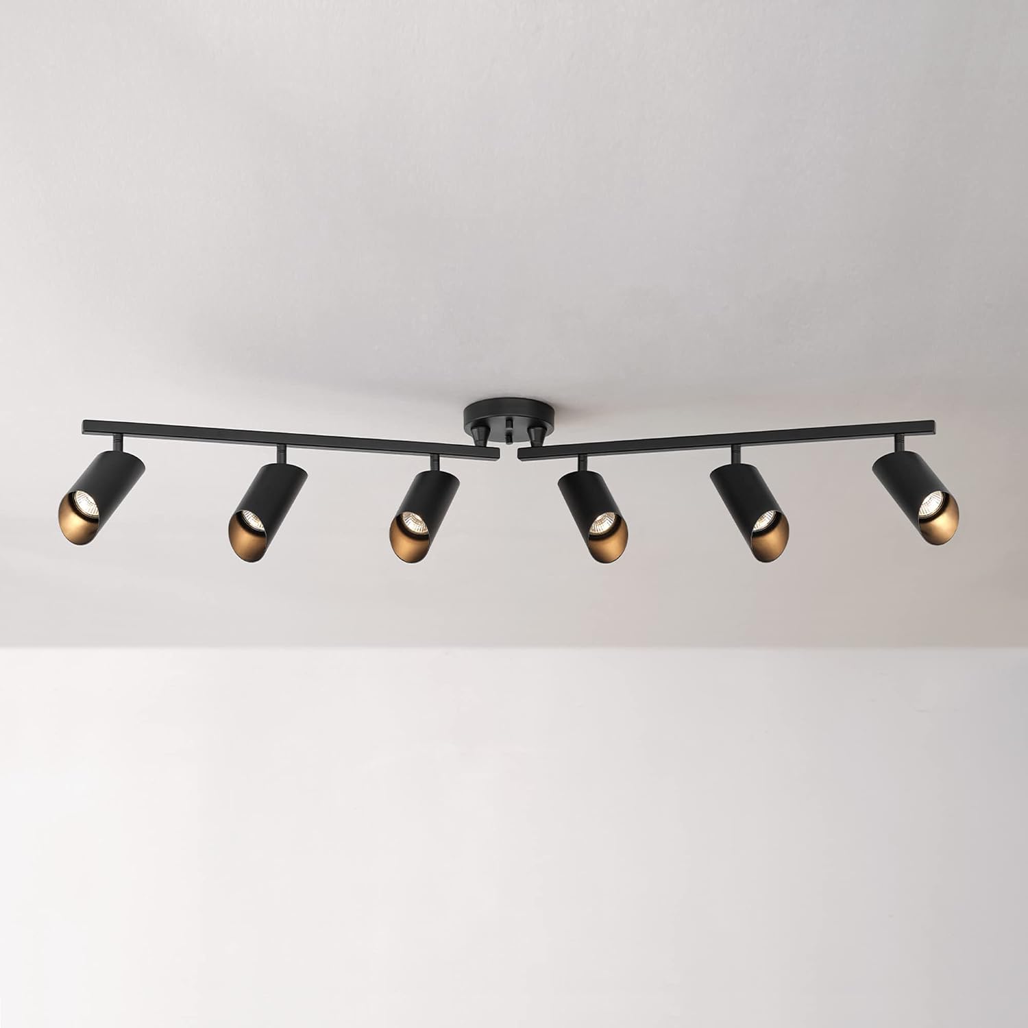 Globe Electric Foldable 6-Light Track Ceiling Light, Matte Black, Pivot Shades, GU10 Sockets