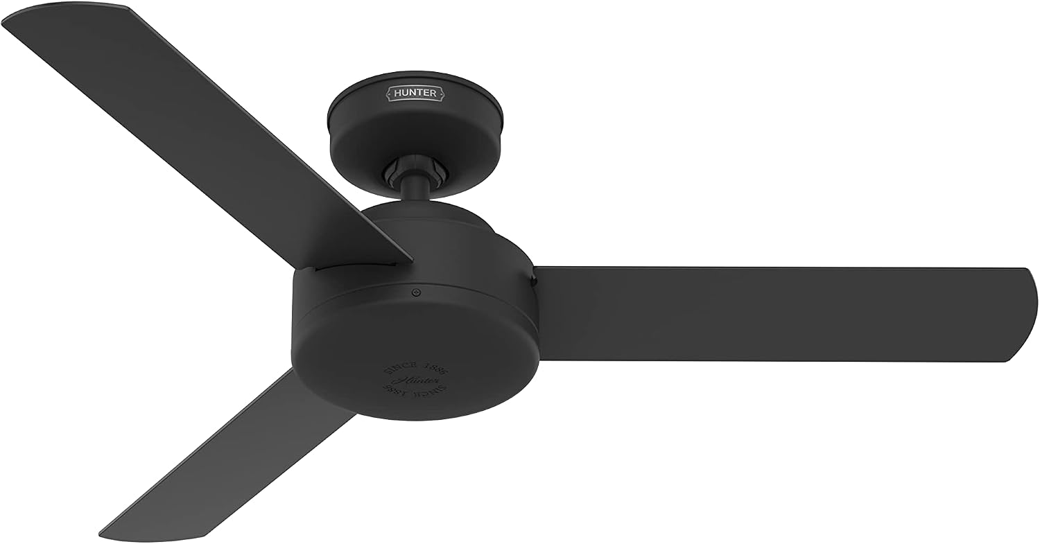 Hunter Fan 44 inch Indoor Ceiling Fan with No Light, Matte Black Ceiling Fan, 3 Blades, For Kids Room, Home Office, Living Room or Kitchen (Renewed)