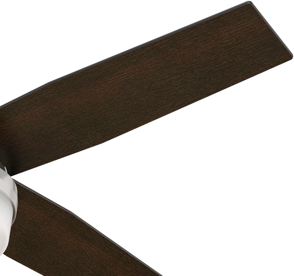Hunter Fan 52 inch Contemporary Low Profile Brushed Nickel Ceiling Fan with LED Light kit and Remote Control, 4 Blade (Renewed)