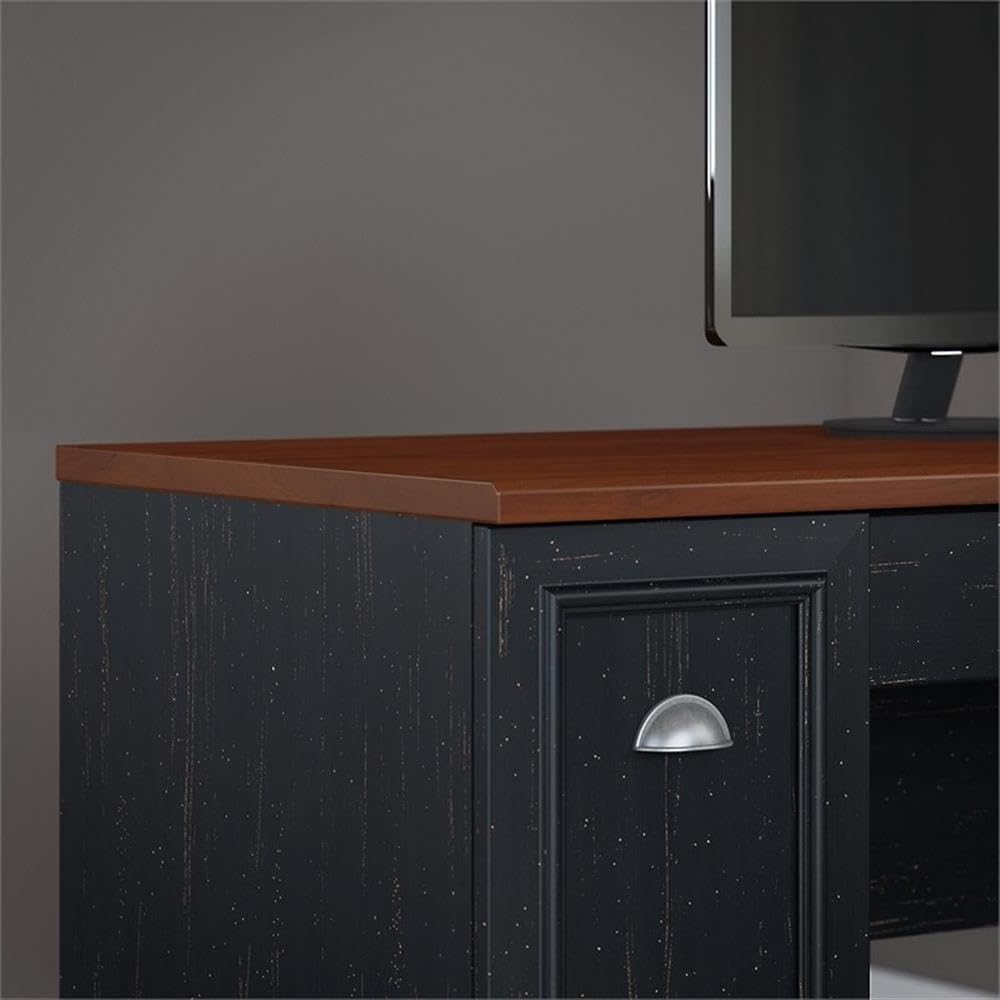 Bush Home 54-Inch Office Desk with Drawer and Storage Cabinet, Computer Desk with Box Drawer and Adjustable Shelf, Home Office Workstation Furniture, Somerset Collection, White