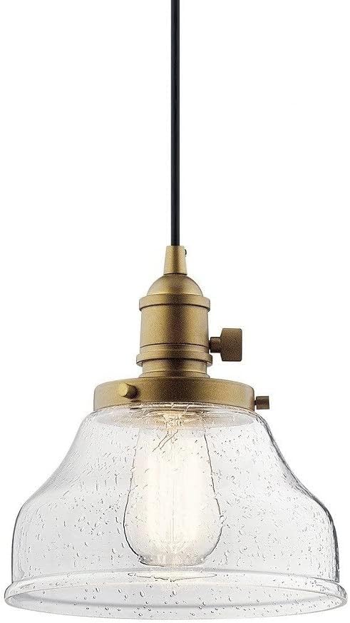 KICHLER Avery 8.5' 1 Light Bell Mini Pendant with Clear Seeded Glass Chrome