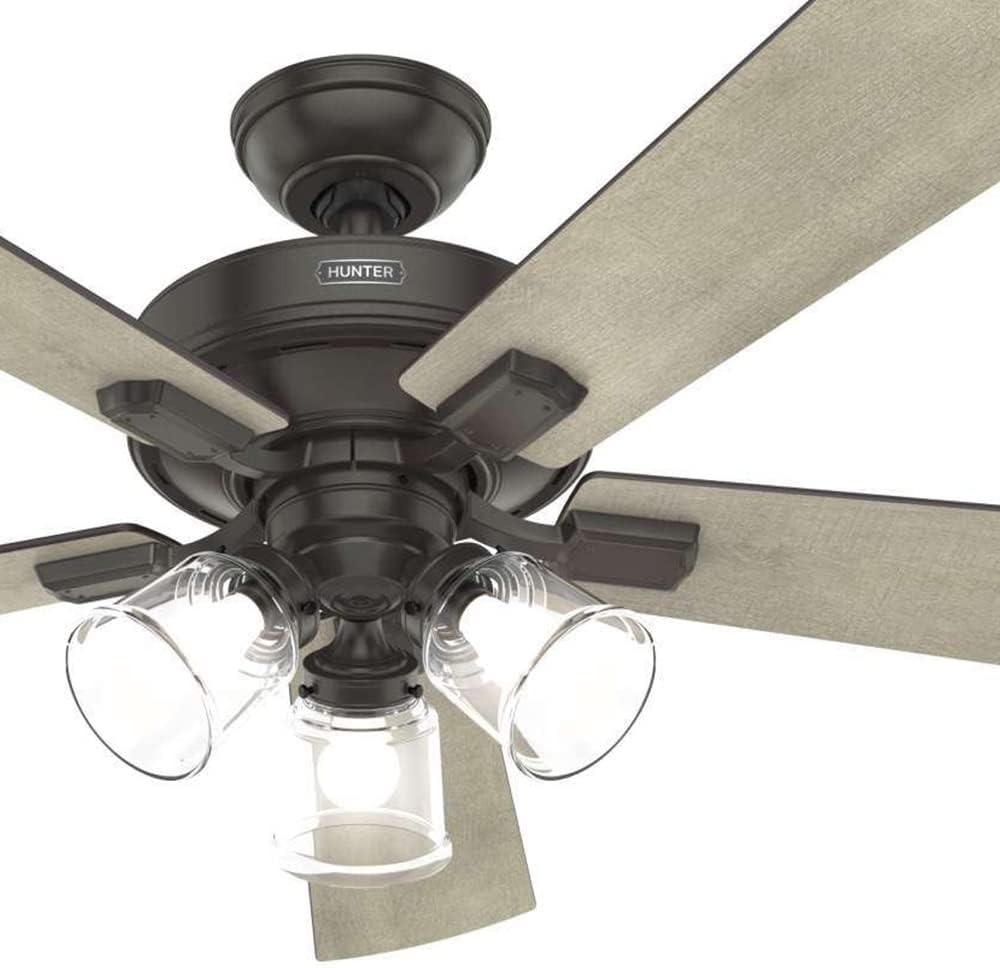 Hunter Fan 52 Inch Traditional Noble Bronze Finish Indoor Ceiling Fan With Light Kit and Remote Control (Renewed)