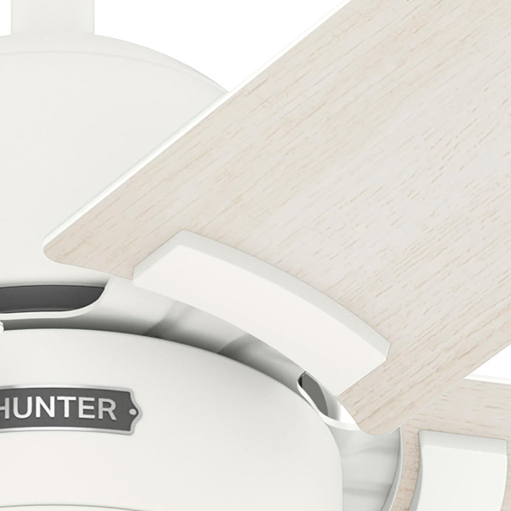 Hunter Fan 52 Inch Fresh White Indoor Ceiling fan with Light and Remote for Bedroom, Living Room, Office, Kitchen (Renewed)