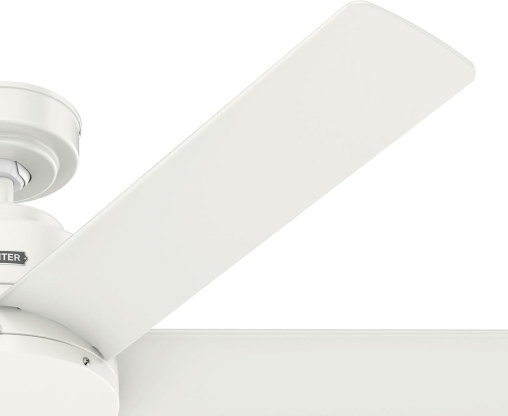 Hunter 52' Kennicott Indoor/Outdoor Ceiling Fan, Wall Control, Fresh White | SureSpeed high velocity airflow and no-light design suit covered patios, porches, bedrooms, or living rooms with easy setup.