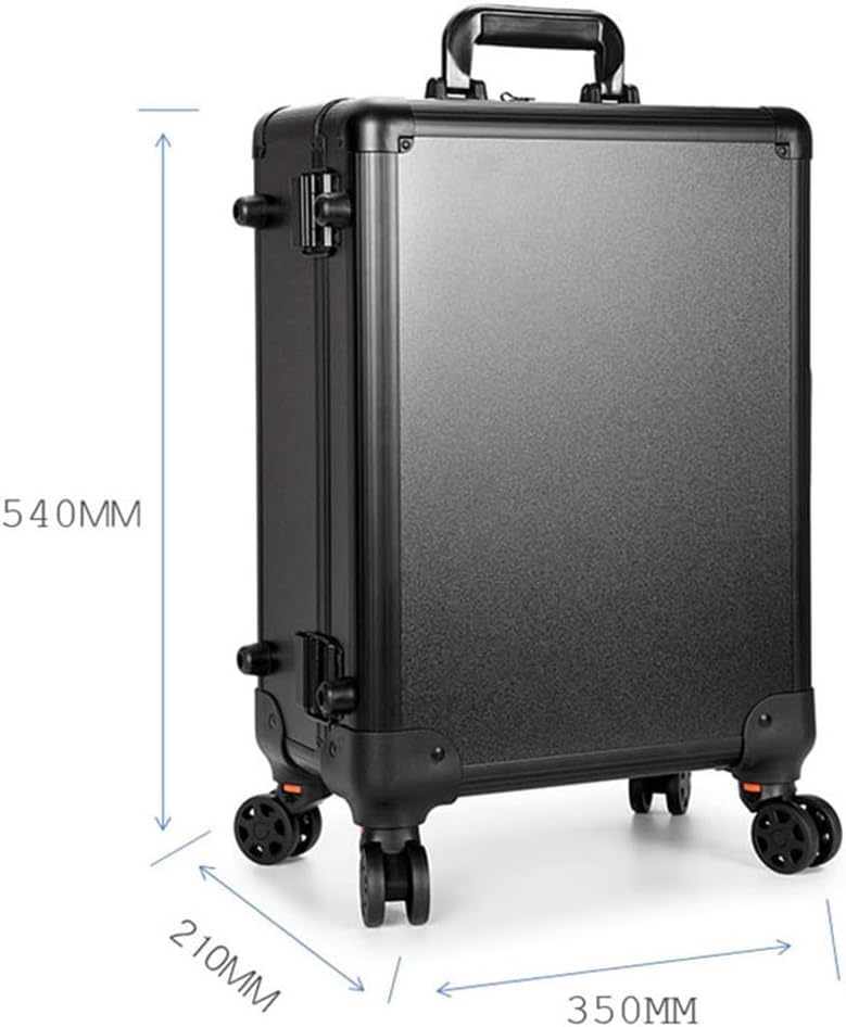 Hairdressing Makeup Case With Lamp And Ladies Barber Suitcase Wheels Trolley Tool Box(D)