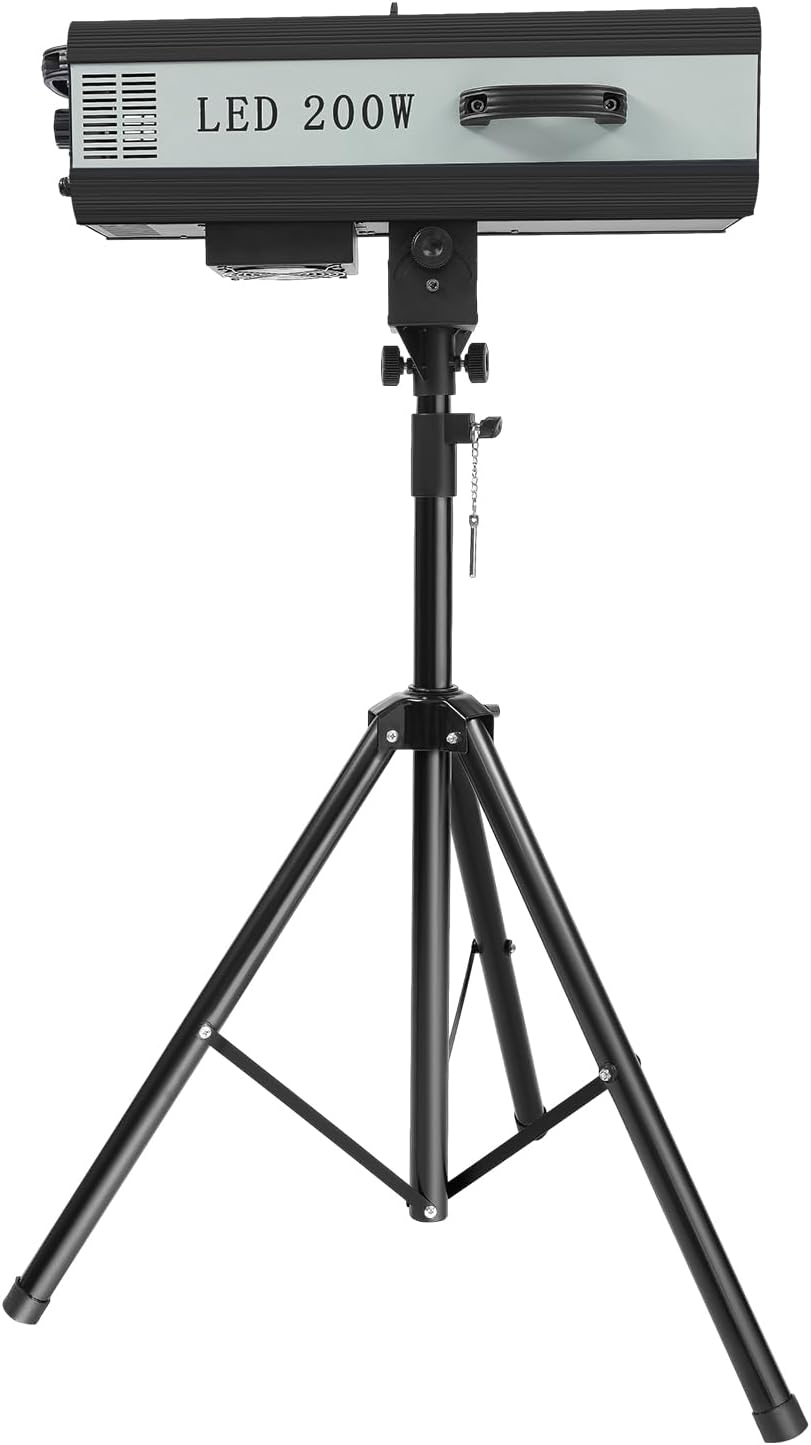 LED Follow Spot Light, 200W Stage Spotlight with Stand Muti-Color Manual Control Stage Light LED Follow Spotlight for Stage Party Show Wedding Adjustable Aperture 32.8-65.6ft Illumination Distance