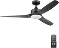 Honeywell Ceiling Fans Lynton, 52 Inch Indoor Outdoor Ceiling Fan with Color Changing LED Light, Remote Control, Matte Black High Performance Blades, Reversible Airflow - 51854-01 (Black)