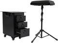Tattoo Trolley Case, Rolling Makeup Case with Armrest Stand & 3 Drawers & Code Lock Portable Travel Equipment with 4 Universal Wheels Adjustable Make Up Workstation Makeup Station Suitcase Black