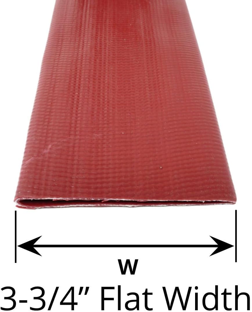 Gloxco 2' x 50′ Red Heavy Duty Lay Flat PVC Discharge Hose Assembly with Aluminum Cam and Groove C and E Fittings