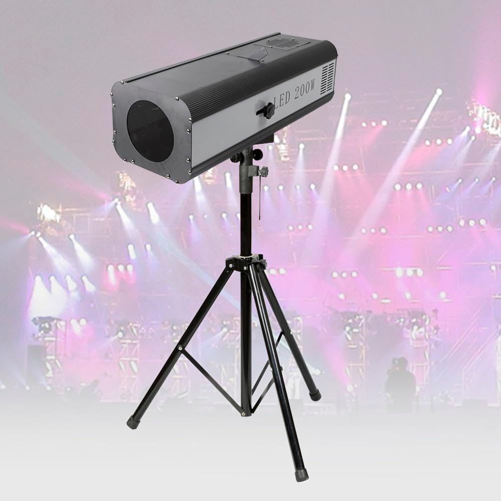 200W LED Follow Spot Light,LED Follow Spotlight,Muti-Color Stage Spotlight with Stand,Manual Control Stage Light Stage Spot Focused Lamp Professional Performance Lights for Wedding,Disco,Party