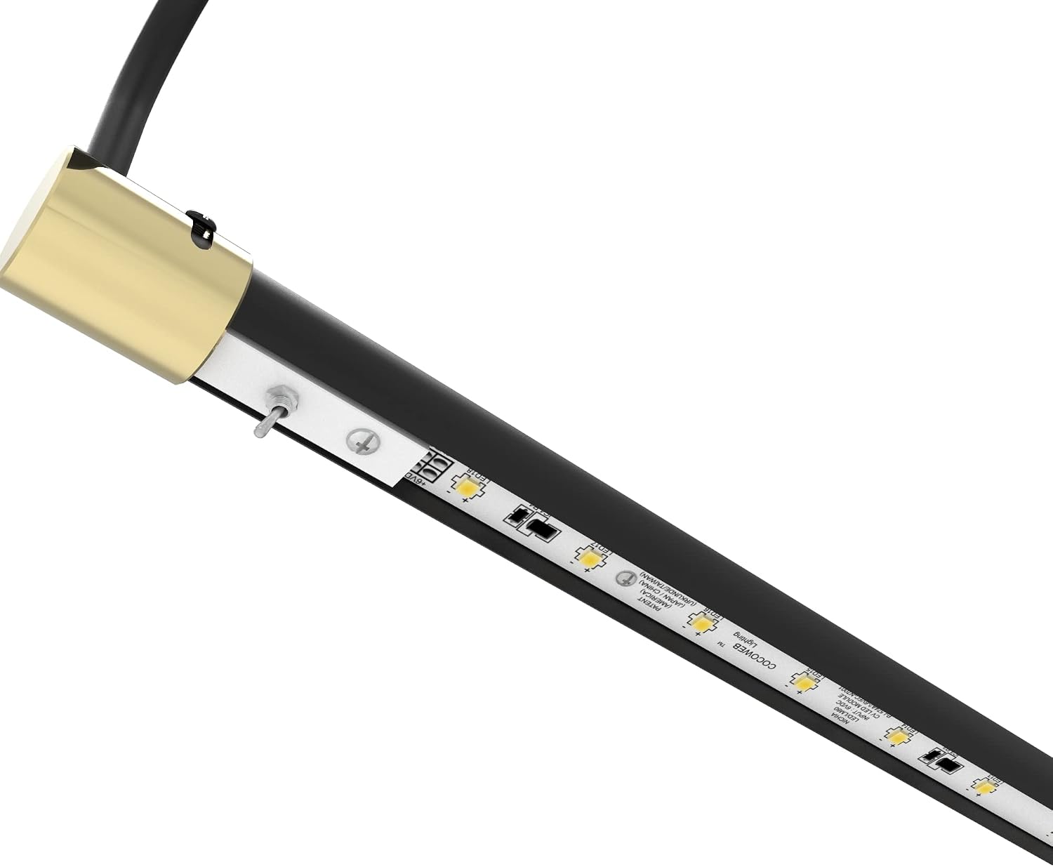 Cocoweb 16 Inch Tru-Slim Black and Brass Picture Light - LED, 2700K, Adjustable Arm, Plug-in, Toggle Switch, Sleek and Compact Design
