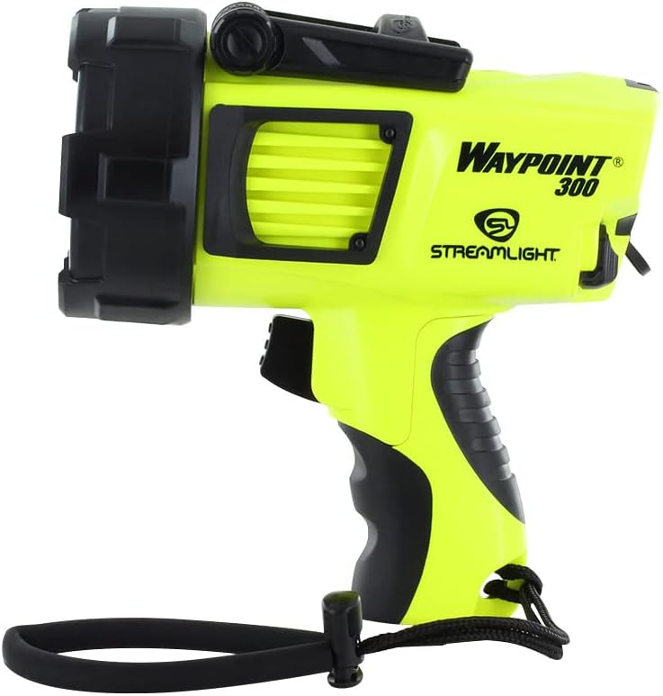 STREAMLIGHT Lightweight Rechargeable Long-Range 1000 Lumens Waypoint 300 Yellow Spotlight w/120V AC Charger with Waypoint Rechargeable/Super Siege 12V DC Cord