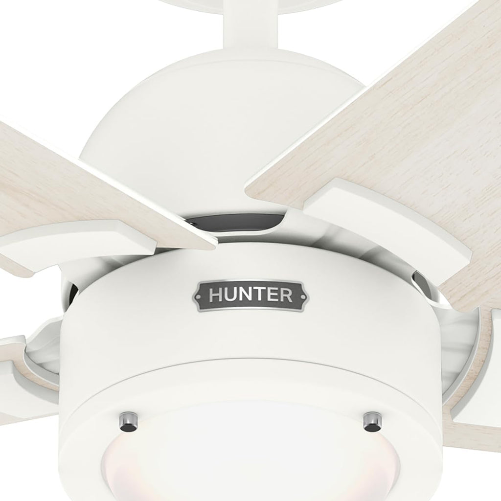 Hunter Fan 52 Inch Fresh White Indoor Ceiling fan with Light and Remote for Bedroom, Living Room, Office, Kitchen (Renewed)