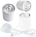 LED Accent Uplight with White Foot Switch Portable Spot Light 5W LED Barrel Type Spotlight Decorative Light Backlight Leaning for Stage Background Wall Spotlight 3-Pack