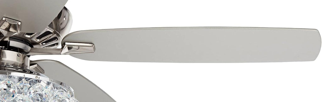Casa Vieja 52' Journey Indoor Ceiling Fan with Light LED Dimmable Remote Control Brushed Nickel Silver Blades Crystal Ball Diamond Beads for Living Room Kitchen Bedroom Family Dining
