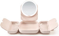 AMIRO M2 Cude Travel Makeup Bag with 5 Level Brightness & 3 Color LED Mirror, Portable Makeup Artist Organizer, Pink