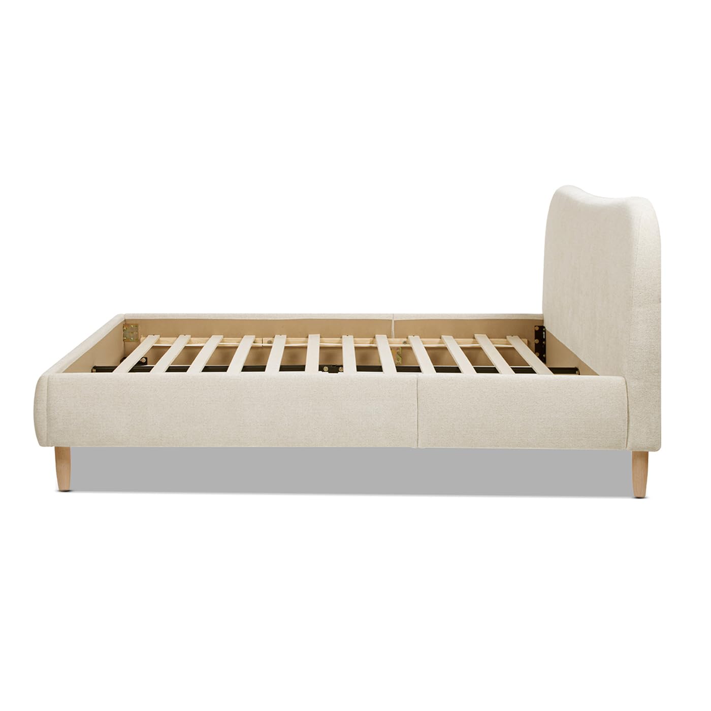 Jennifer Taylor Home Roman Curved Headboard Upholstered Platform Bed, Queen, Oatmeal Light Beige Chenille