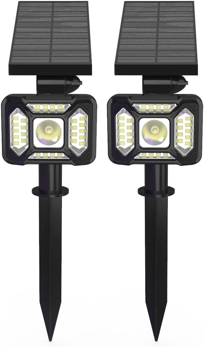 Solar Spot Lights Outdoor,21 LED Landscape Lights Outdoor IP65 Waterproof with Adjustable Solar Spotlight Warm White Solar Landscape Lights for Pathway Yard Lawn Garage,27 LED,4 pcs (21 Led 2 pcs)