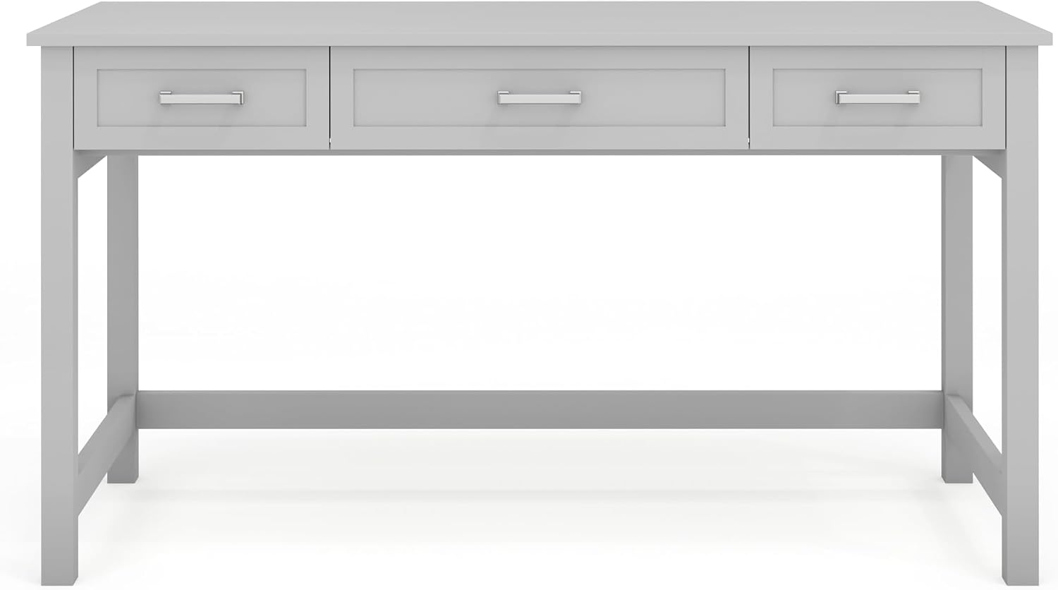 Martha Stewart Hutton Shaker Style Home Office Desk with 3 Drawers in Gray with Brushed Nickel Hardware