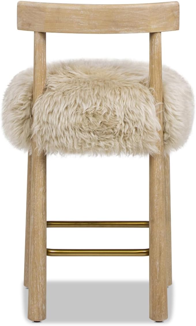 Jennifer Taylor Home Arden 27.5 Genuine Fur Counter Height Bar Stool, Natural Blonde Genuine Fur