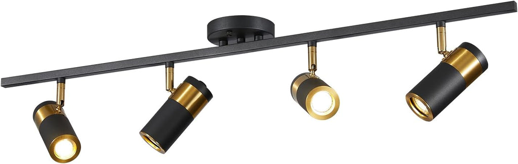 4 Lights Matte Black Track Lighting, Modern Flush Mount Ceiling Light, Modern Ceiling Spot Light for Bedroom Living Room Kitchen Island