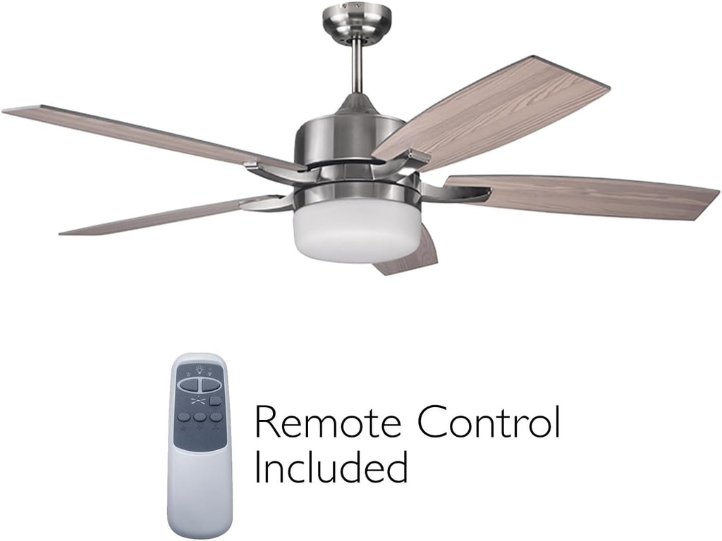 Design House 156621-BN Grayson 52-inch Five Blade Contemporary Indoor Ceiling Fan with LED Light Kit and Remote Control, Brushed Nickel