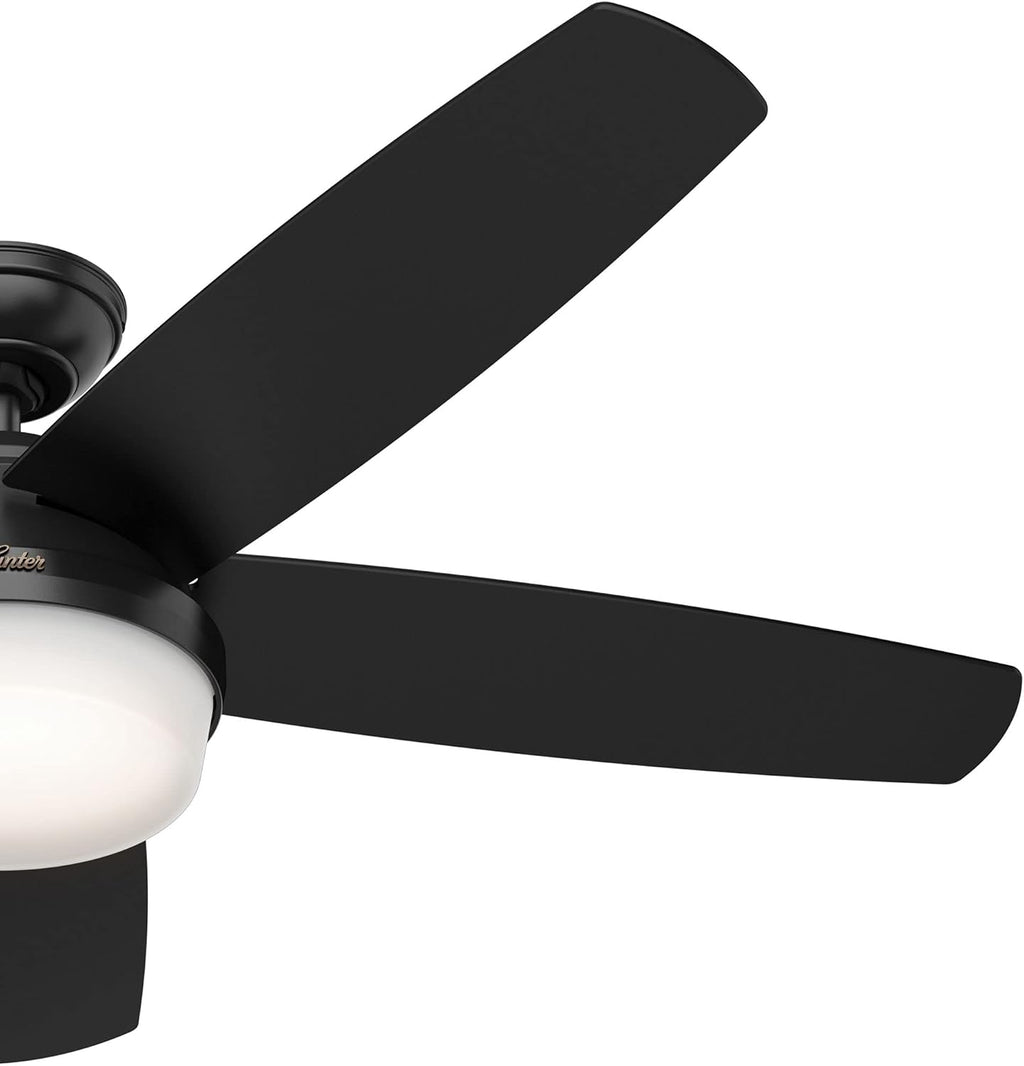 Hunter Fan 52 inch Contemporary Matte Black Indoor Ceiling Fan with Light Kit and Remote Control (Renewed)