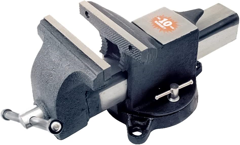 K Tool International 64106 6' Bolt-on Bench Vise with 360 Degree Lockable Rotating Swivel Base for Garages, Repair Shops and DIY, Heavy Duty Steel, 6' Jaw Opening, Large Anvil, Black