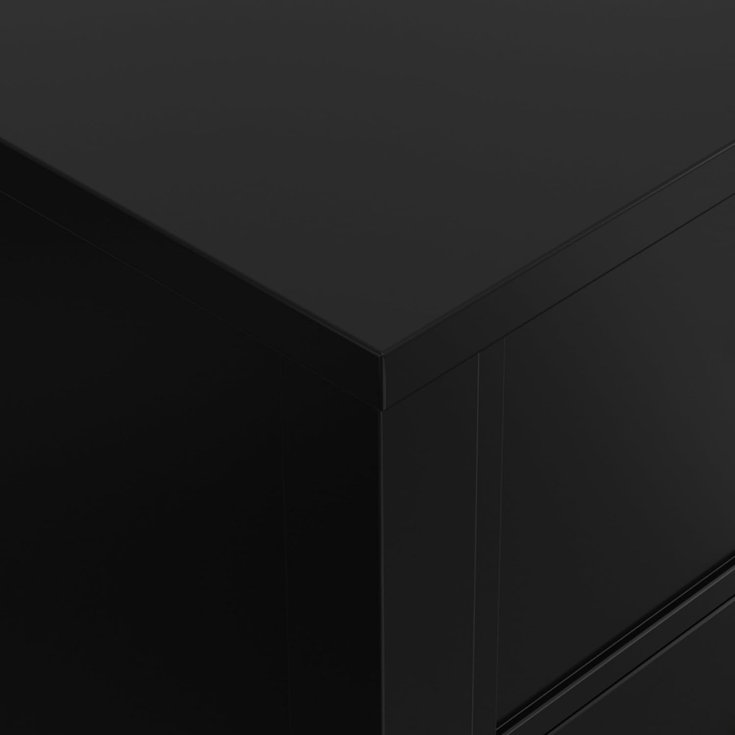 SIMPLIHOME Redmond Storage Cabinet - 39 inch Wide Solid Wood Medium Storage Cabinet in Black, Transitional Accent Cabinet for Entryway or Living Room with 4 Drawers and Cabinet Storage