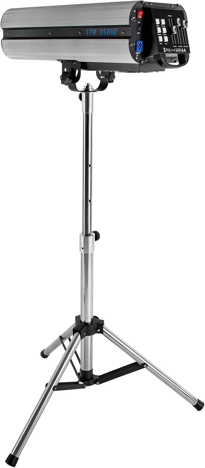 LED Stage Spotlight 350W 110V, DJ LED Lighting Follow Spot with Tripod Bracket DMX/Manual Control Follow Spot Light Adjustable Aperture 6 Colors for Party Disco Clubs Stage Effect (350W)