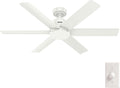 Hunter 52' Kennicott Indoor/Outdoor Ceiling Fan, Wall Control, Fresh White | SureSpeed high velocity airflow and no-light design suit covered patios, porches, bedrooms, or living rooms with easy setup.