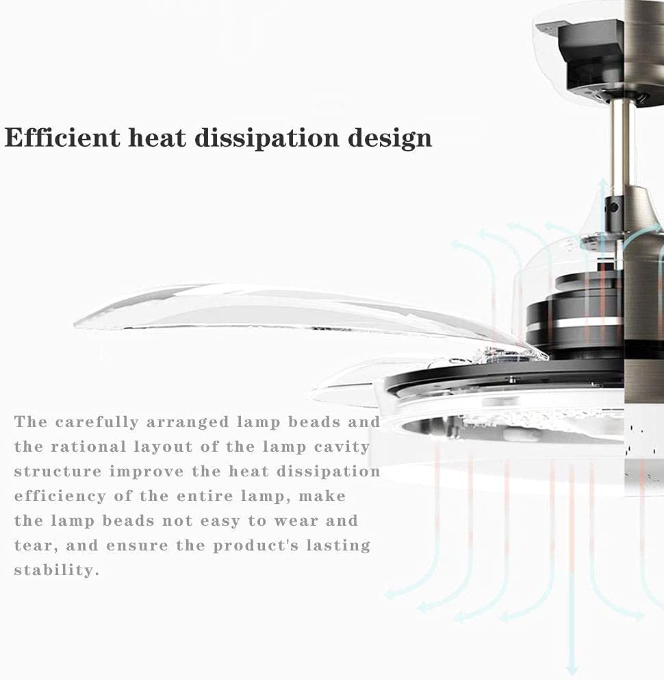 Retractable Ceiling Fan with Lights, Bluetooth Speaker - 42'' Color Changing Black Ceiling Fan, Alexa/Google App Control, Invisible Blades, Dimmable Lights - Remote Control for Kids Room Bedroom