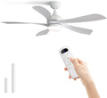 Sofucor 52 Inch Ceiling Fans with Lights and Remote, Outdoor Ceiling Fan with Light 6-Speed 3 CCT 3-Timer, White Low Profile Ceiling Fan 5 Blade Reversible DC Motor for Living Room Bedroom Patio