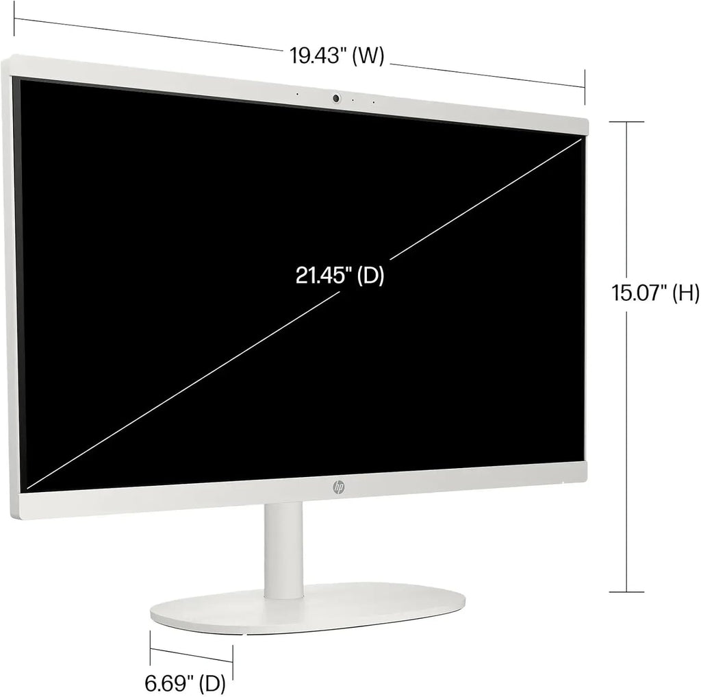 HP 21.5' FHD All-in-One Desktop Computer, 16GB RAM 128GB UFS, Quad-Core Intel N100, Windows 11, PLUSERA 8-in-1 Hub, Keyboard & Mouse Included, Cashmere White