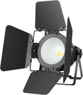 BETOPPER Stage Spotlight with/Barn Door, 200W COB Stage Light, Warm & Cold White LED DMX Light, Master-Slave Spot Light Strobe Lighting, Fresnel Lights for Church Wedding Theater Photo Studio(1 Pack)
