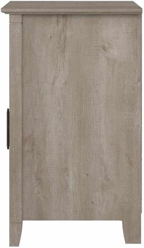 Bush Home Key West End Table with Door in Washed Gray, Compact Home Organizer, Storage Solution for Living Room or Bedroom