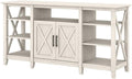 Bush Home Key West Tall TV Stand for 65 Inch TV in Linen White Oak, Farmhouse Entertainment Center with Storage