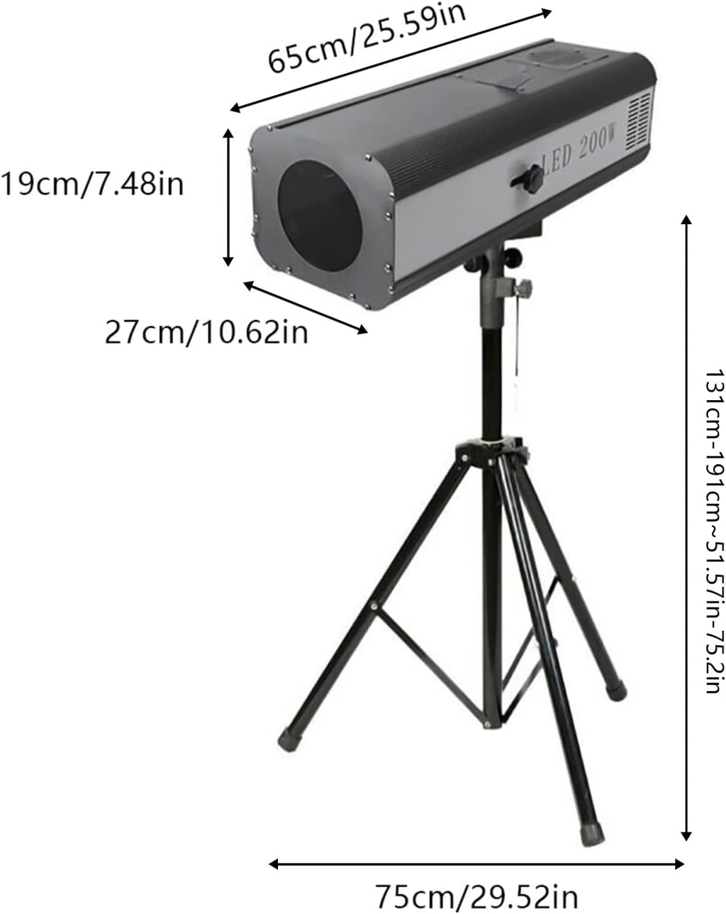 200W 110V Stage Focused LED Spotlight with Stand,Manual Control Adjustable Aperture Follow Spot Light 5+White Split Colors for DJ Party Disco Clubs Stage Effect