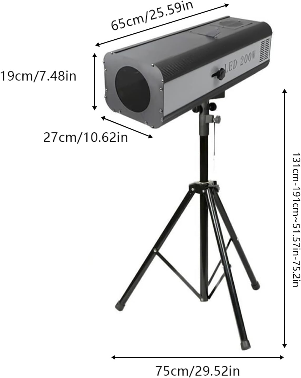 200W 110V Stage Focused LED Spotlight with Stand,Manual Control Adjustable Aperture Follow Spot Light 5+White Split Colors for DJ Party Disco Clubs Stage Effect