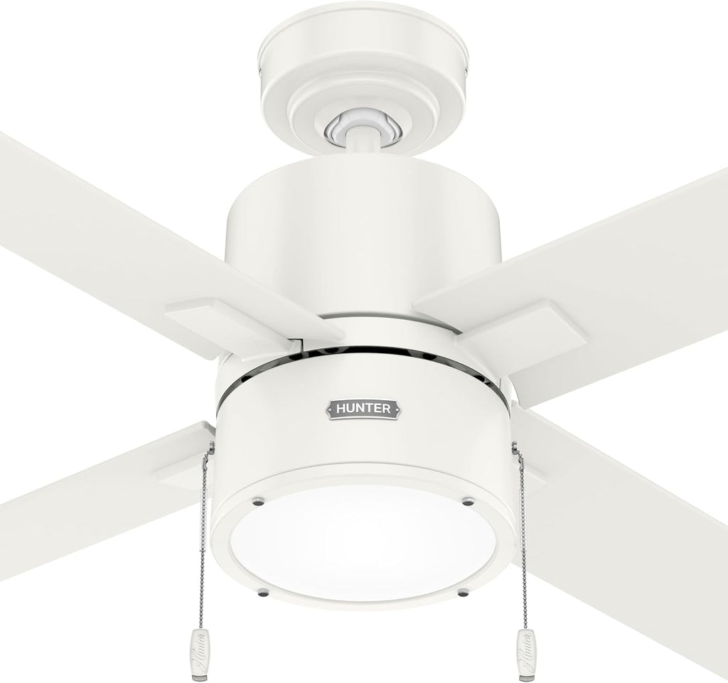 Hunter 52 inch Beck Fresh White Ceiling Fan with LED Light Kit and Pull Chain
