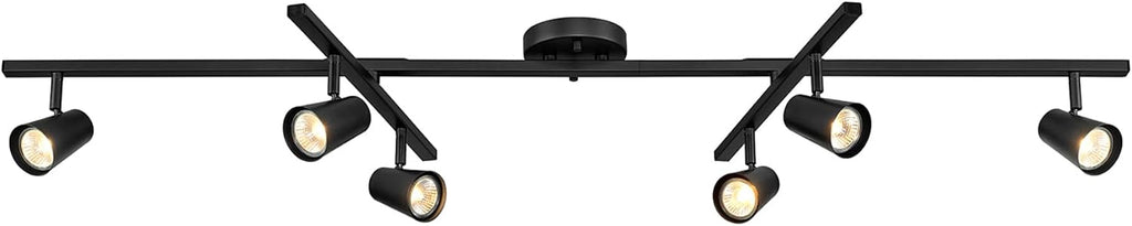 Globe Electric 64000169 51' 6-Light Adjustable Track Lighting, Matte Black, Center Swivel Bars, Pivoting Track Heads, Ceiling Light, Home Improvement