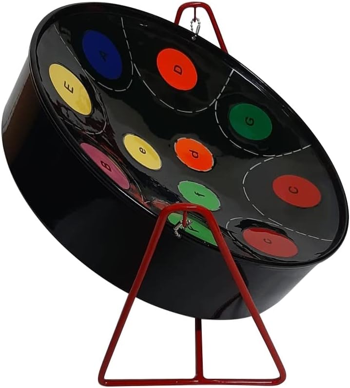 Miniature Steelpan (Steel Drum) 12 Inch Diameter 11 Notes with Instructional Book with Music from Trinidad & Tobago - Rainbow
