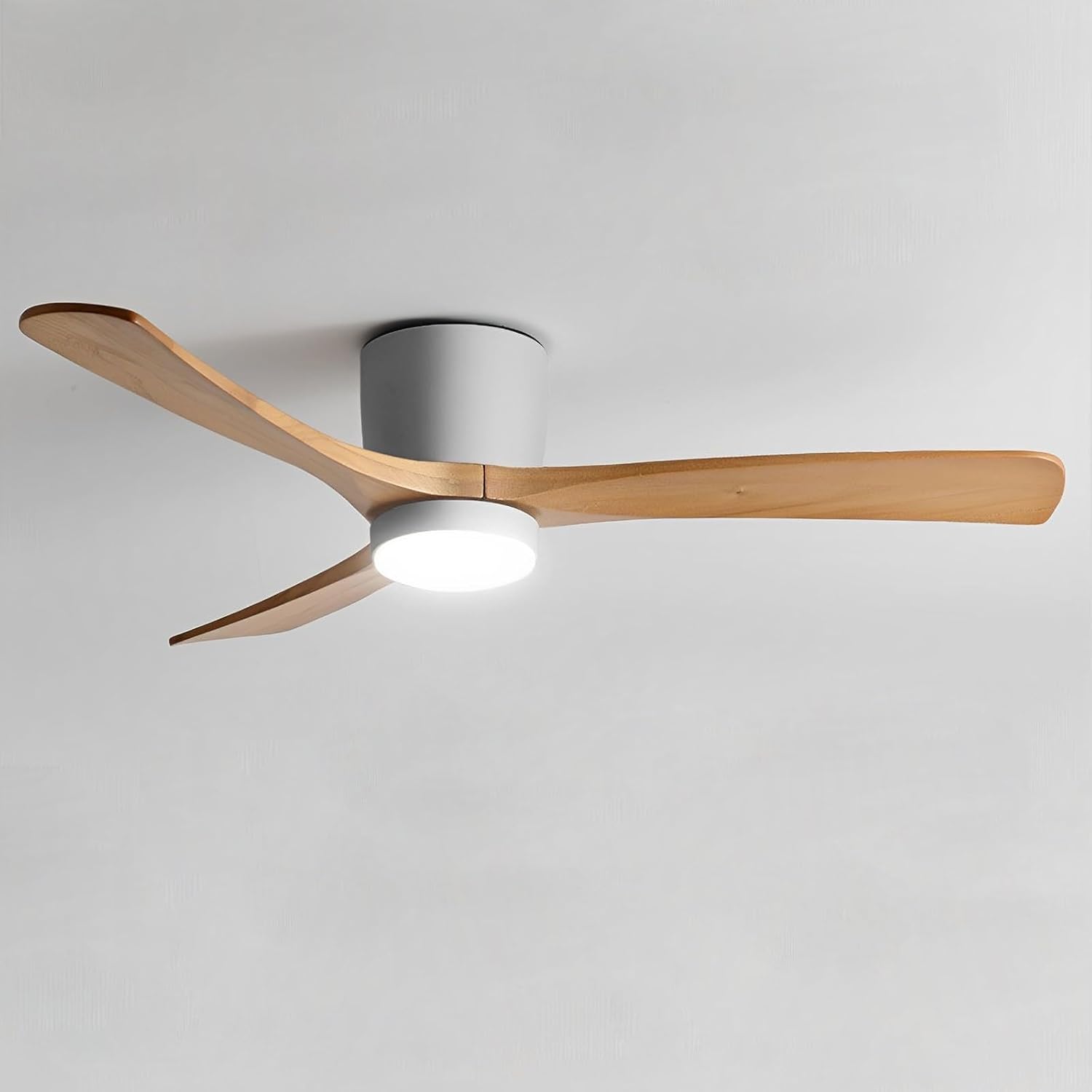 56in Quiet Ceiling Fans with Lights Modern Remote Ceiling Fan Light 6 Gear Wind Speed Ceiling Fans Grey 28W LED Ceiling Lights Wooden Blades for Living Room Dining Room Bedroom