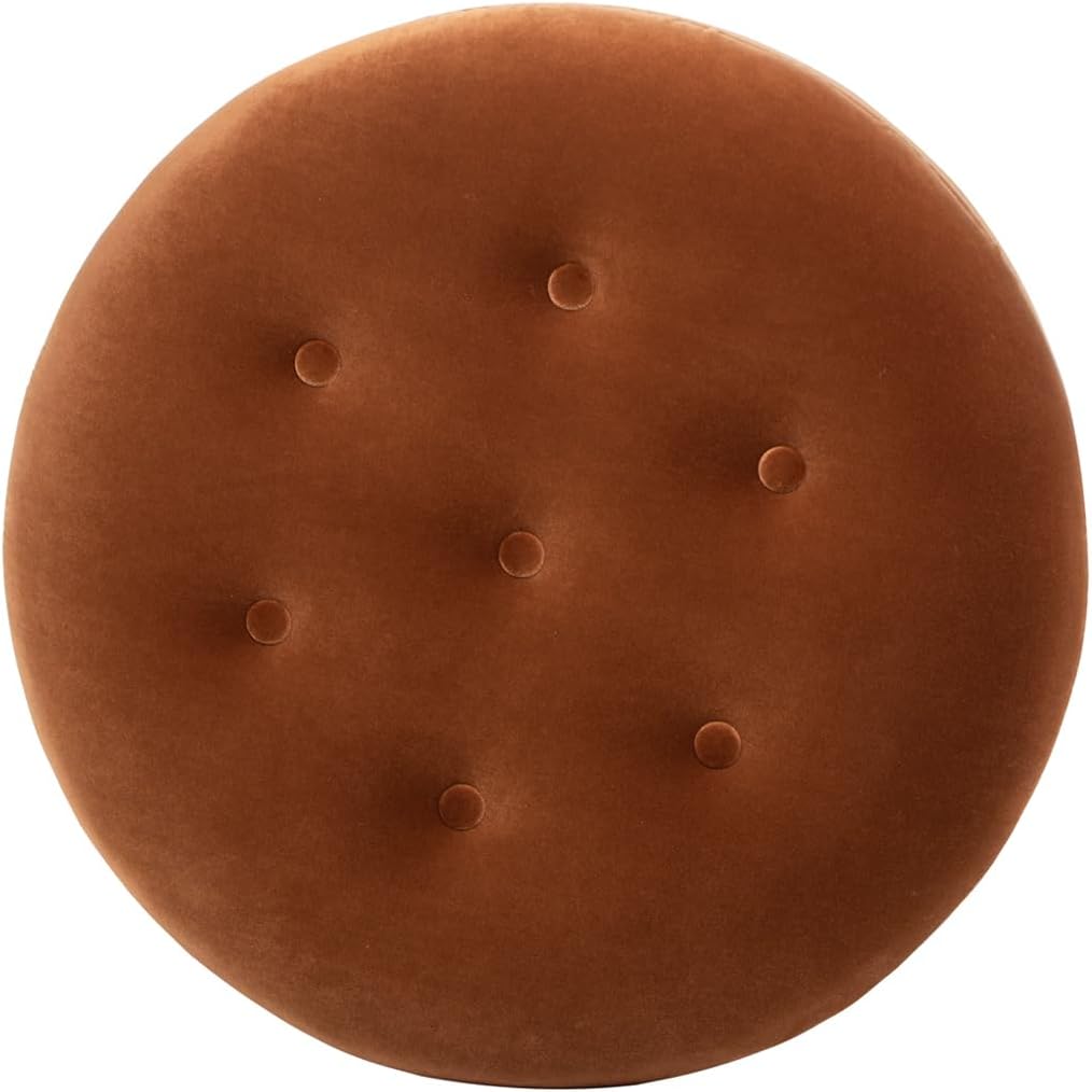 Jennifer Taylor Home Yolanda 24' Round Upholstered Accent Ottoman, Burnt Orange Performance Velvet