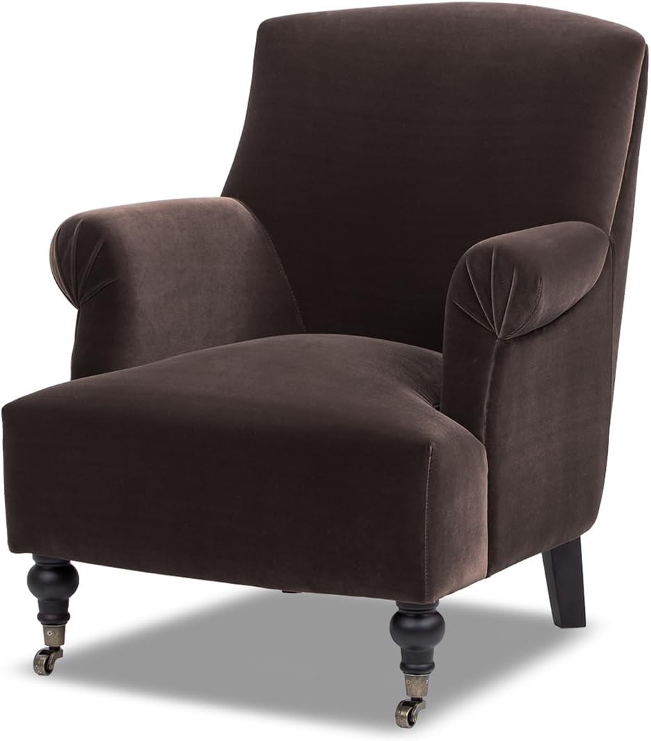 Jennifer Taylor Home Eloise 30' Pleated Sock Arm Accent Armchair, Deep Brown Performance Velvet