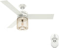 Hunter 52 inch Indoor Ceiling Fan with LED Light and Remote Control - Modern White Ceiling Fan, Standard Mount, 3 Blades, For Bedroom, Living Room, or Kitchen, Quiet - Ronan 59238, Fresh White
