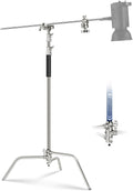 NEEWER Basics 100% Stainless Steel Heavy Duty C Stand with Boom Arm, Max 10.5ft/320cm Photography Light Stand, 4.2ft/128cm Holding, 2 Grip Heads for Studio Monolight Softbox Reflector, SC320 Lite