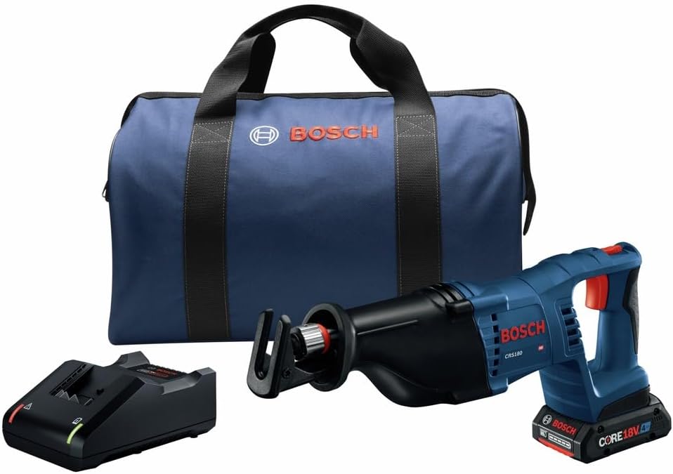 Bosch CRS180-B15-RT 18V 1-1/8-Inch D-Handle Reciprocating Saw Kit with CORE18V 4.0 Ah Compact Battery (Renewed)